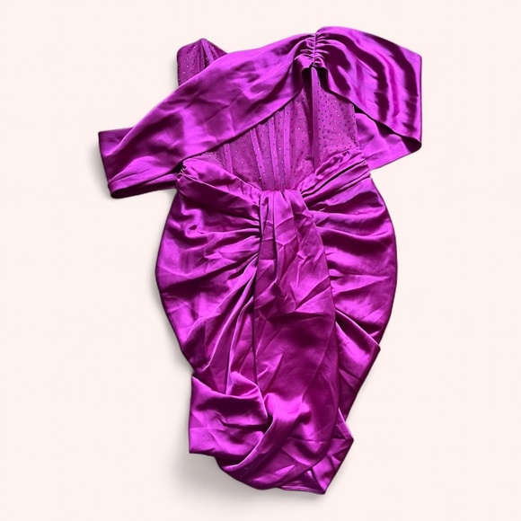 Miss Circle Fuchsia Darlene Crystal Corset Satin Cocktail Formal Dress NWT Sz S - Picture 3 of 11